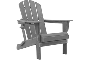 Restcozi Adirondack Chairs, HDPE All-Weather Adirondack Chair, Fire Pit Chairs (Folding with Cup Holders, Grey)