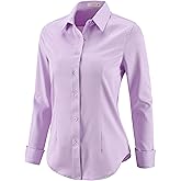 EOUOSS Button Down Shirts for Women Dress Shirts Long Sleeve Stretch Wrinkle Free Work Solid Casual Office Blouses Top