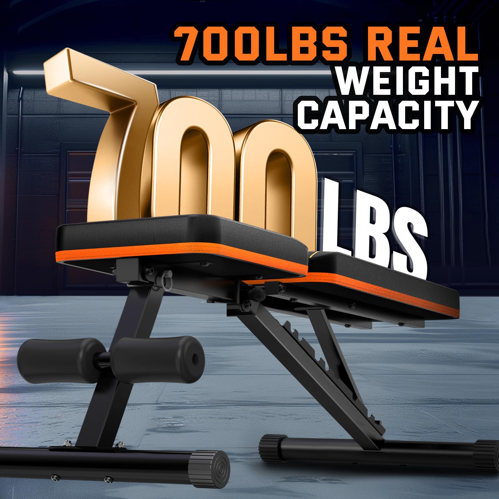 Lusper Weight Bench for Home Gym, Adjustable and Foldable 700LB/800LB Weight Bench, Multi-Purpose Workout Bench for Bench Press Sit up Incline Flat Decline