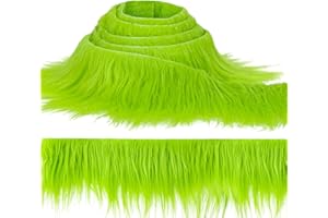 Sukh Shaggy Faux Fur Fabric - 2 x 60 inch Green Faux Fur Trim Precut Fabric Strips Soft Plush Patches for Fuzzy Craft Christmas Tree Trim Gnome Beard Cosplay Costume (1)