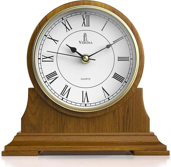 Mantel Clock, Silent Decorative Wood Mantle Clock Battery