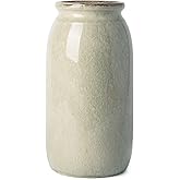 VICTOR & TERESA Rustic Green Vase for Home Decor, Ceramic Vases for Flowers, Modern Farmhouse Decorative Vases for Pampas Grass,Table Accent, Mantel, Living Room,Bookshelf, Centerpieces, 8''