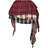WDIRARA Women's Plus Size Plaid Layered Pleated Skirt High Waisted A Line Ruffle Asymmetrical Short Skirts