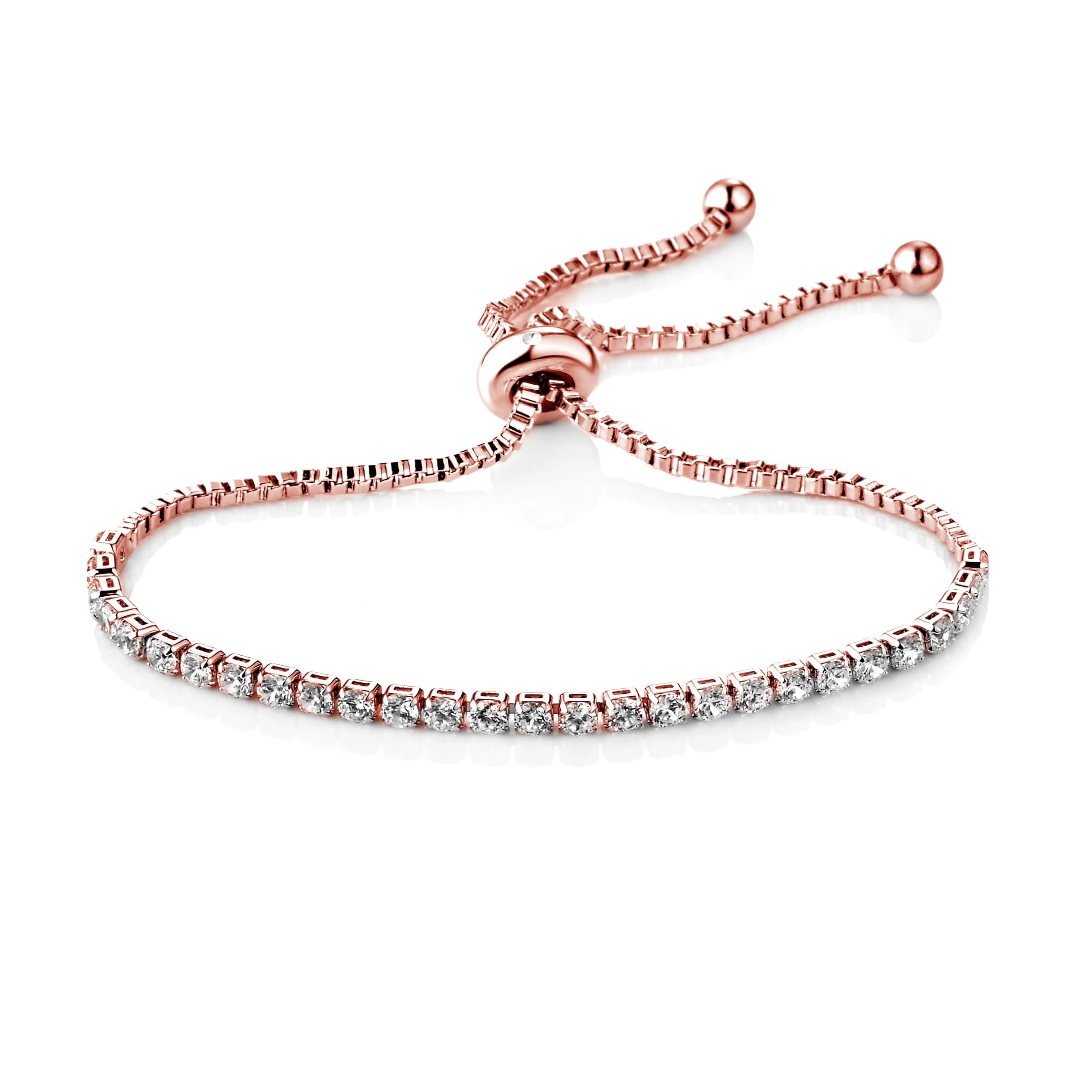 Philip Jones Rose Gold Plated Solitaire Friendship Slider Bracelet Created with Zircondia® Crystals