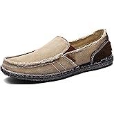 CASMAG Men's Casual Cloth Shoes Canvas Slip on Loafers Leisure Vintage Flat Boat Shoes