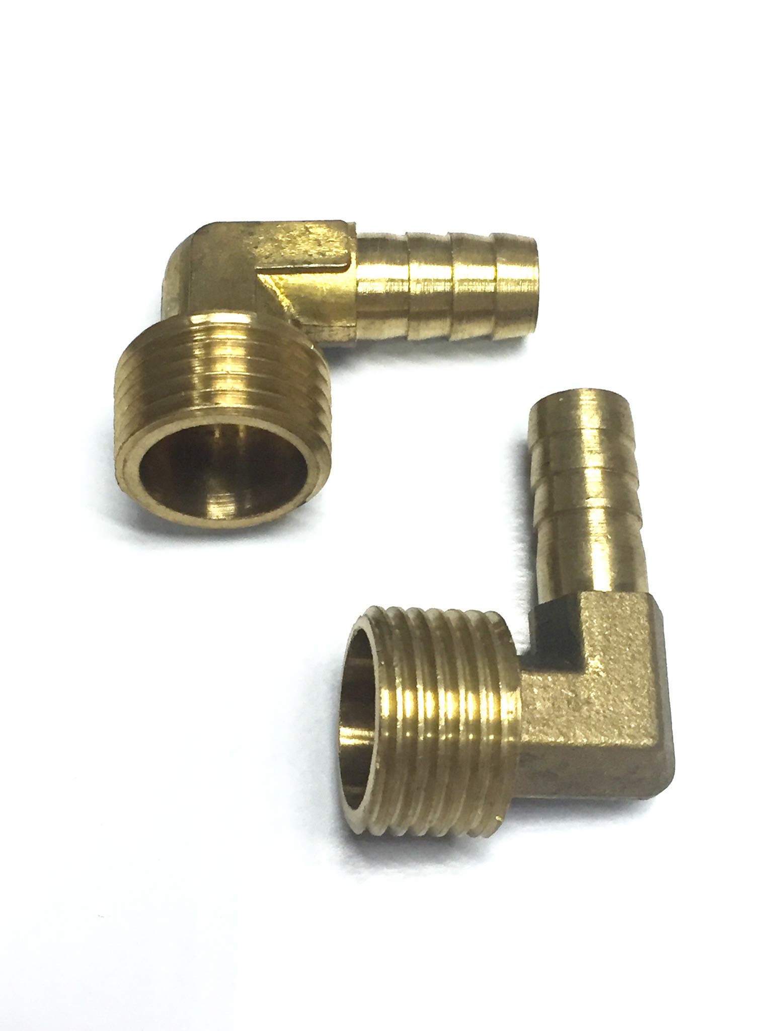 VEDA 2pecs 90 Degree Elbow 10mm to 1/2" BSP Thread Solid Brass Hose Tail Connector Barbed to BSP Male Thread. Pond/Pool/Hose Pipe Adapters