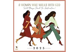 African American Expressions 2025 Wall Calendars - Monthly Calendars Celebrating Black Culture & History - 12x12 Hanging Calendar - 16 Months - Women Who Walks with God Calendar