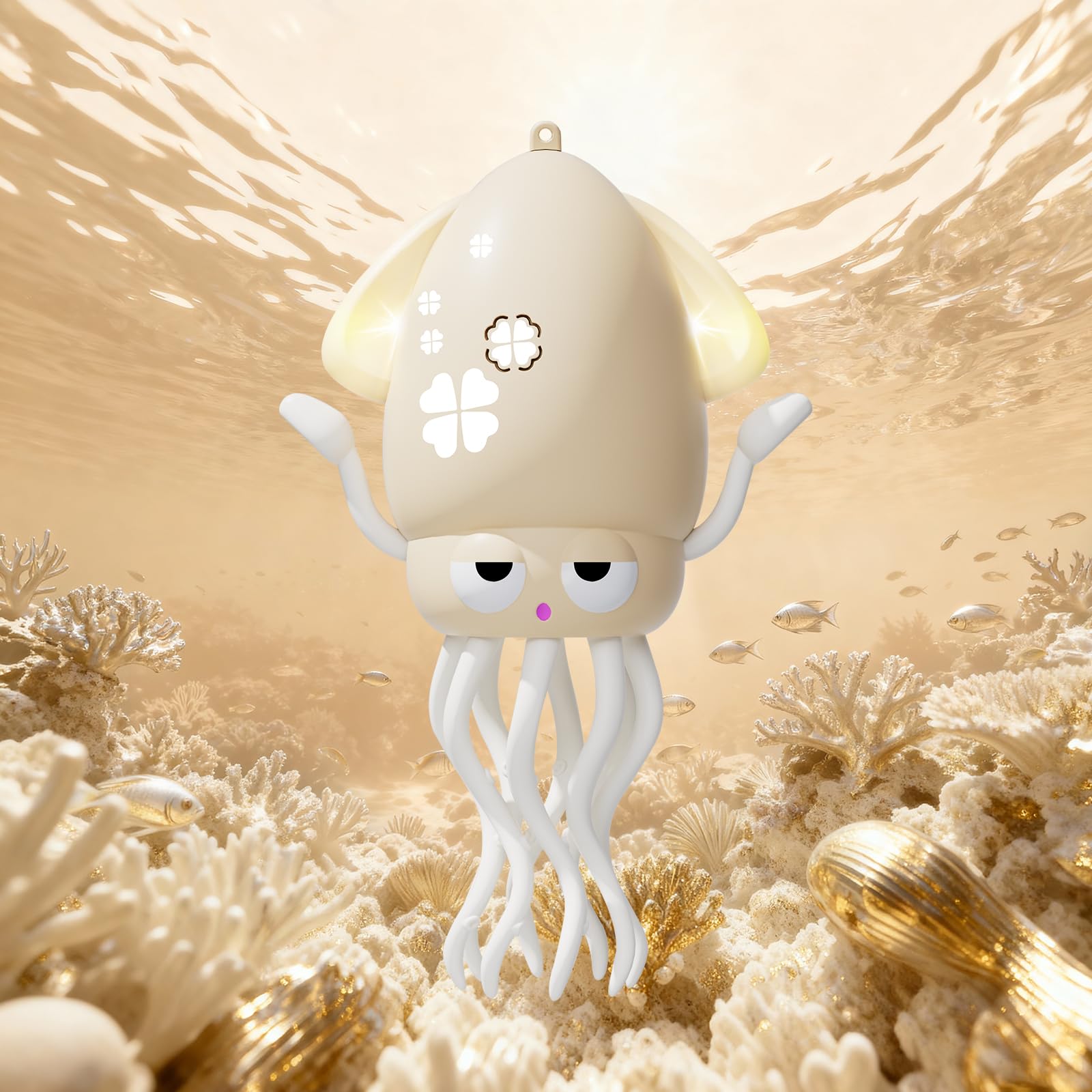 KJIXYUNG Dancing & Crawling Octopus Toy with LED Lights and Music - Automatic Swinging Musical Interactive Toy，Fun Birthday Gift (White)