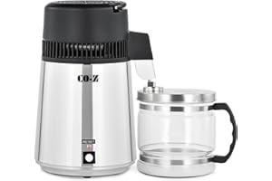 CO-Z Water Distiller, Water Purifier for Home, 4L Stainless Steel Distilled Water Machine with Glass Container, Water Distill