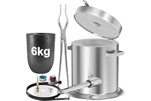 Nelyrho 6KG Hinged Flip Top Propane Melting Furnace Metal Smelting Machine with High Capacity, Melting Aluminum, Silver, and Copper Alloys, Easy-to-Use Foundry Kiln for Beginners and Professionals