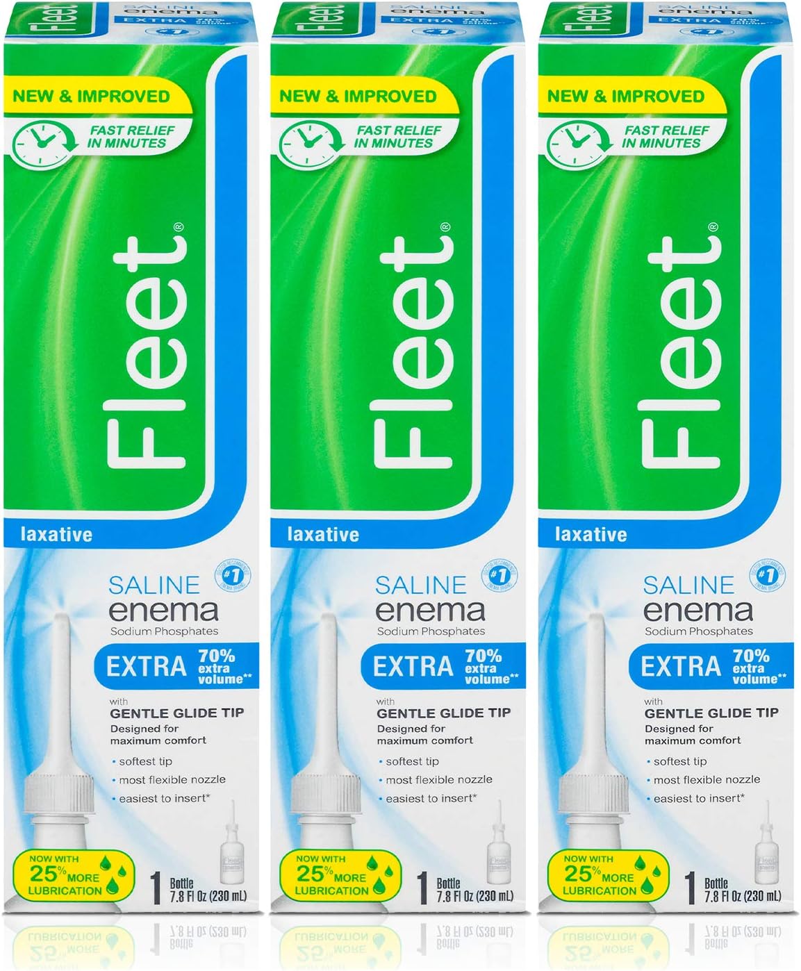 Fleet Laxative Saline Extra Enema for Adult Constipation, 7.8 fl oz, 3 Pack: Health & Personal Care