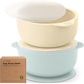 KeaBabies 2-Pack Baby Bowls with Suctions, Lids, Silicone (Pastel Sky) | Toddler Suction Bowls for Baby Boys, Girls, Kids, Food Grade Silicone, Dishwasher Safe, BPA-Free, Baby Eating Essentials