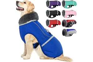 QBLEEV Warm Dog Coat Reflective Dog Jacket, Waterproof Dog Winter Coat Turtleneck Dog Clothes for Cold Weather, Thick Fleece Dog Snowsuit Christmas Dog Vest Pet Apparel for Small Medium Large Dogs 2XL