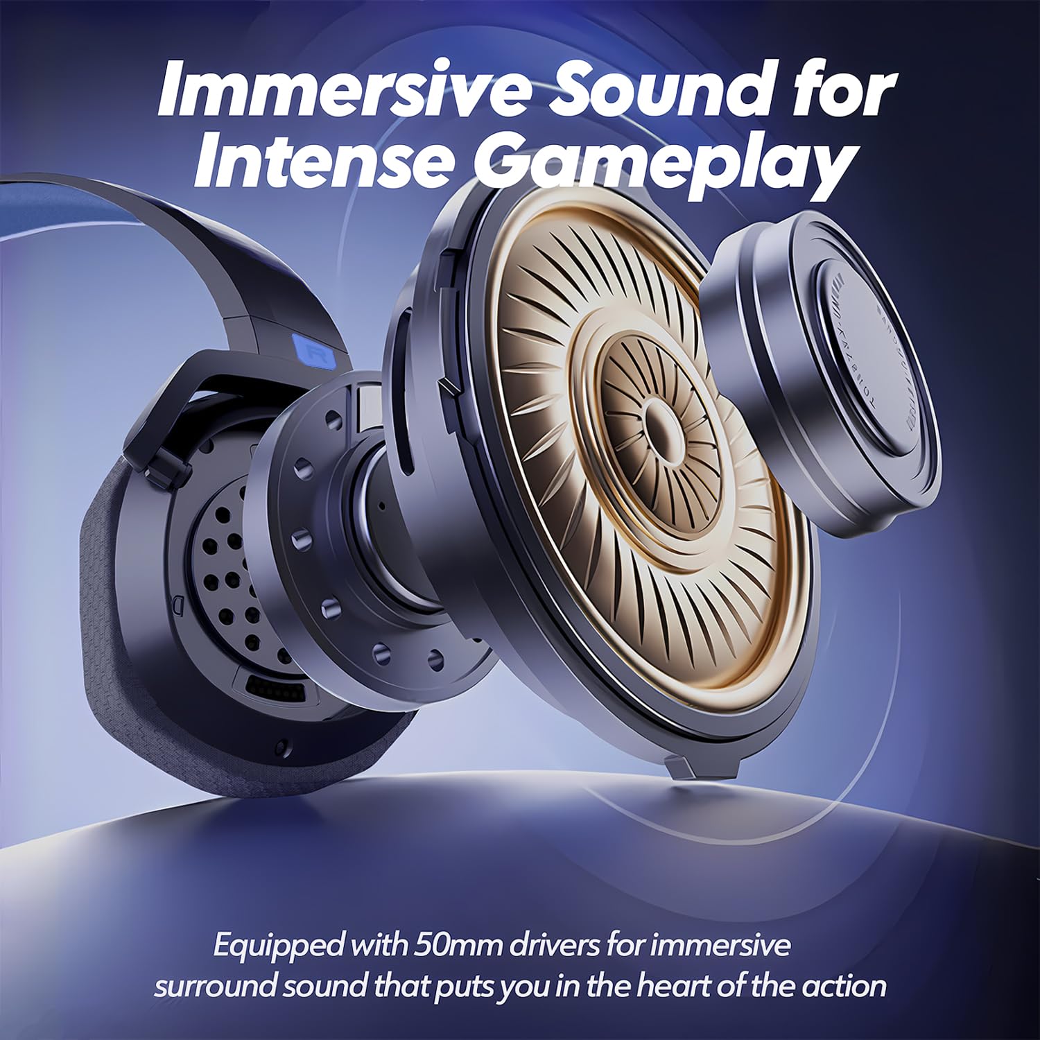 NUBWO Wireless Gaming Headset with Mic for Ps5 Ps4 PC, Zero Interference, 100-Hour Battery All-Day Play, 23ms Sync​ for Fortnite & Call of Duty/FPS Gamers, Triple Mode All Devices Compatible - Blue