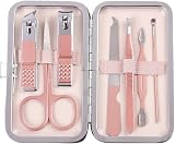 Jiaweixiang 7pcs Manicure Pedicure Set Rose Gold Stainless Steel Case
