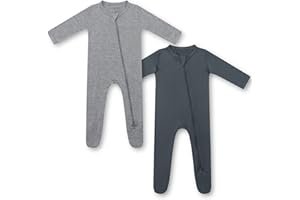 HAPIU Rayon from Bamboo Baby Footed Pajamas, 2 Way Zipper YKK, Footie for Baby Boy Girls, Newborn-24 Months