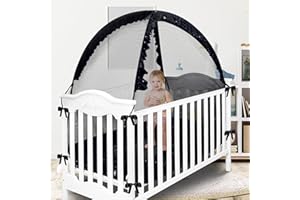 Daksha Crib Tent to Keep Baby from Climbing Out, Pack N Play Tent with Glowing Stars for Toddler, Crib Net to Keep Baby in, Mosquito Net Tent for Crib