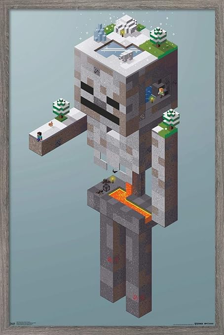 Amazon Com Trends International Minecraft Skeleton Tundra Wall Poster 22 375 X 34 Barnwood Framed Version Home Kitchen