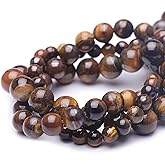 Chicager 8mm Natural Stone Beads for Jewelry Making,Tiger Eye Polished Smooth Round Gemstone Beads for Bracelet Necklace 15 Inch
