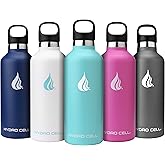 HYDRO CELL Stainless Steel Water Bottle with Straw & 2 Standard Mouth Lids (32oz 24oz 20oz 16oz) Keeps Liquids Hot or Cold w/Double Wall Vacuum Insulated Leak Proof Sport Design (Teal 32oz)