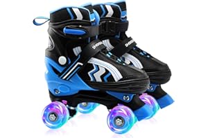 SMOOJOY Kids Roller Skates for Boys and Girls Adjustable Skate with All Light up Wheels Ages 5-8 and 8-12 for Beginner in Outdoor Indoor Sports.