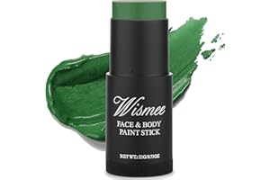 Wismee Green Face Paint Stick,Hunting Camo Body Paint Stick Cream Gamora Witch Face Paint,Waterproof Sweatproof Green Eye Black for Sports,Halloween SFX Cosplay Makeup