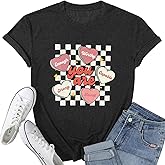 Valentine Shirts for Women Love Heart Graphic Tees Tops Cute Valentines Shirt Short Sleeve Tshirts