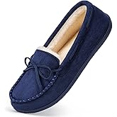 HomeTop Women's Moccasins House Slippers Memory Foam Indoor Outdoor Ladies Shoes