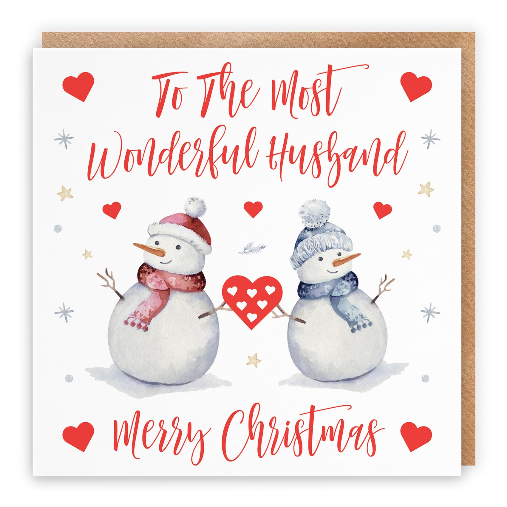 Hunts England - Husband Christmas Card - To The Most Wonderful Husband - Merry Christmas - Snowman Collection - Fun Xmas Card