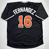 Facsimile Autographed Jose Fernandez Miami Black Reprint Laser Auto Baseball Jersey Size Men's XL