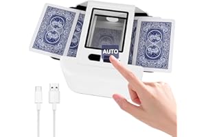 G GO . HO Automatic Card Shuffler，Rechargeable Card Shuffler 1-2 Decks,One-Press AUTO & Manual Mode,Fast & Smooth Shuffling for Uno, Poker, Phase 10, Card Games,Skip Bo,Blackjack