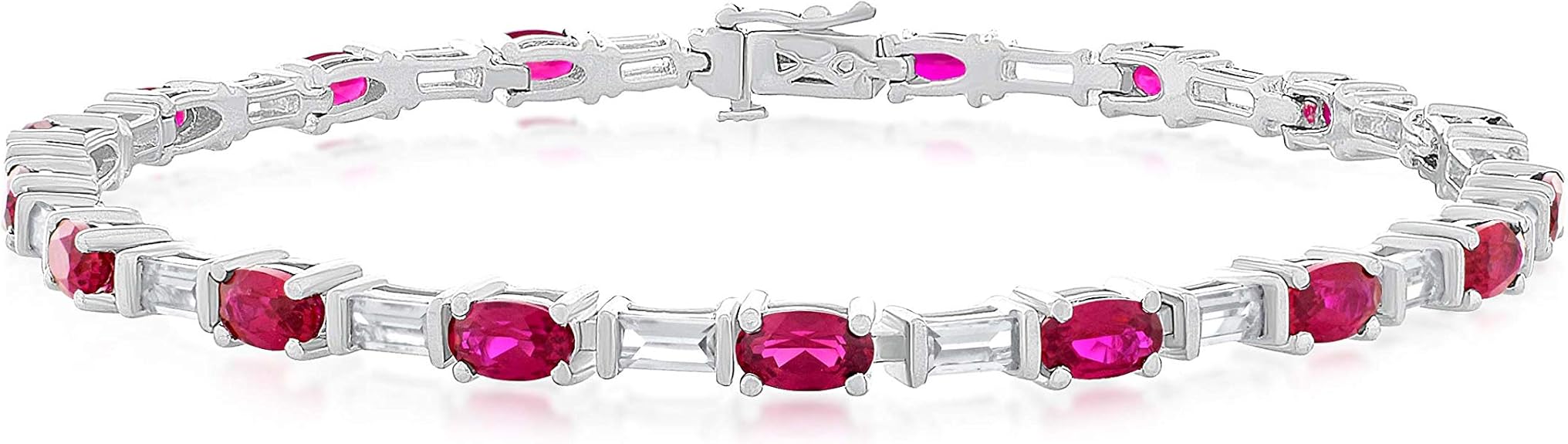 Pulsera de tenis de plata de ley 925, piedra preciosa ovalada cultivada