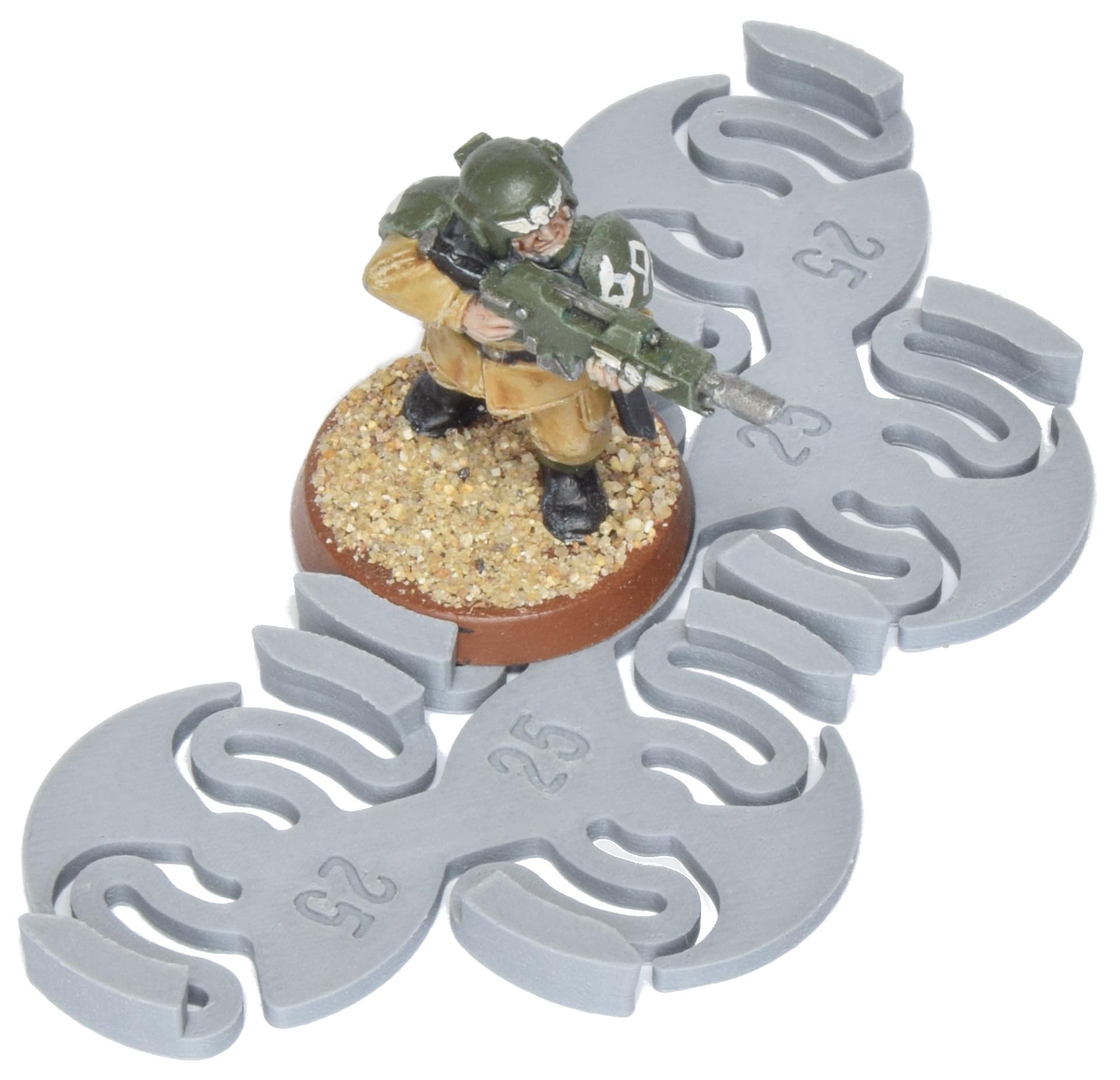 Miniature Mods - Assault Movement Trays - 4 pack - round bases - 5 models in staggered formation - gaming and storage - Grey (25mm)