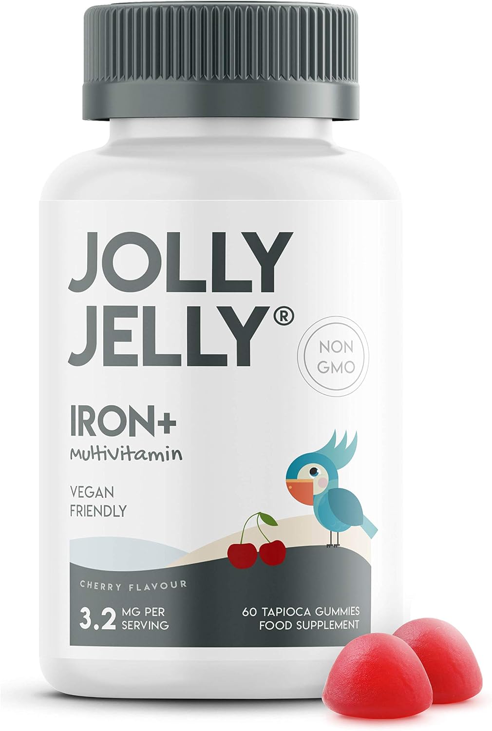 Iron 20mg Gummies, with Vitamin C, Niacin, B6, B5, B12, Folic Acid & Biotin, Potent Formula for Energy & Immunity
