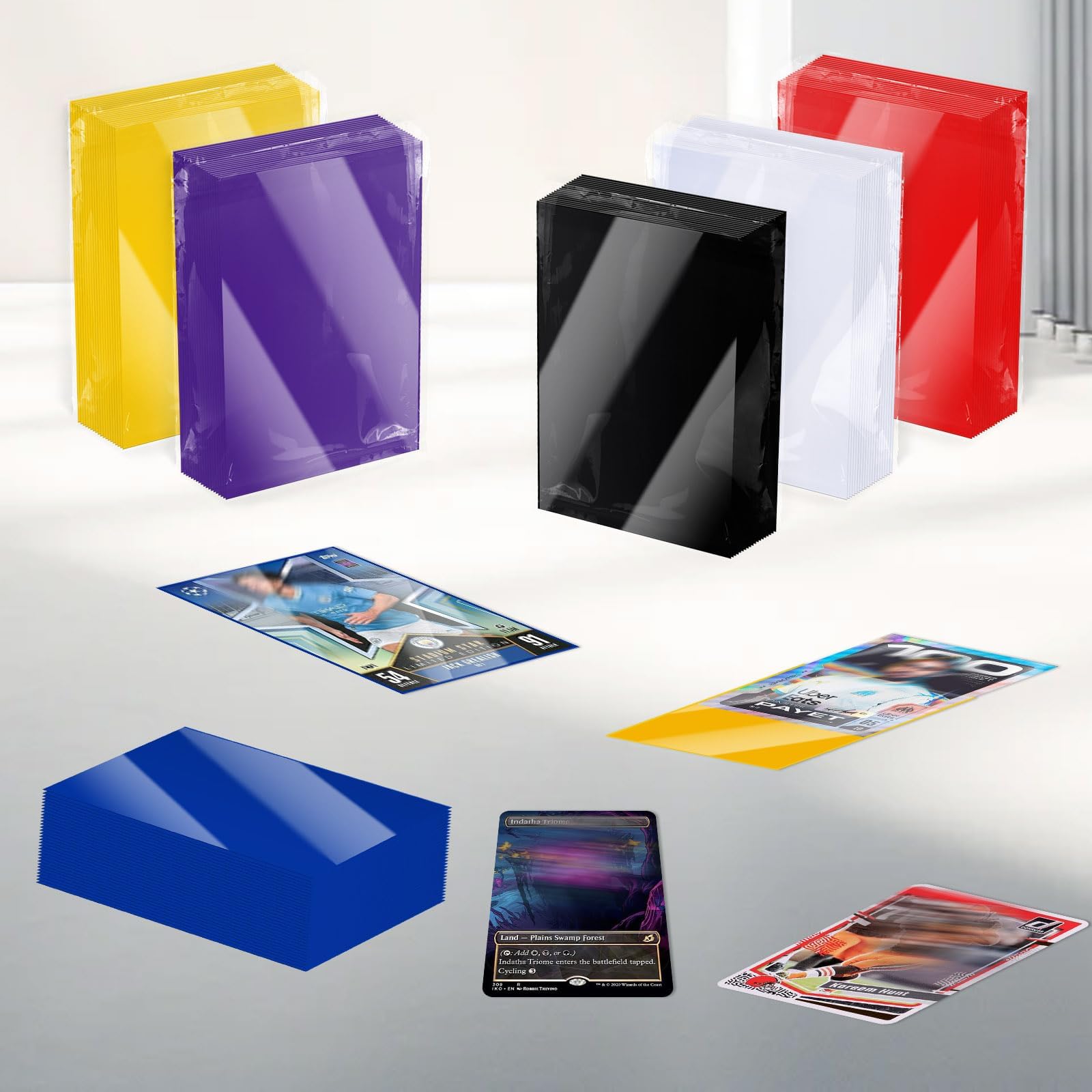 600 Pack Matte Card Sleeves for MTG, TCG & Sports Cards, 66mm x 91mm Standard Size Trading Card Protectors Durable, Non-Slip, Acid-Free Polypropylene Sleeves (6 Color)