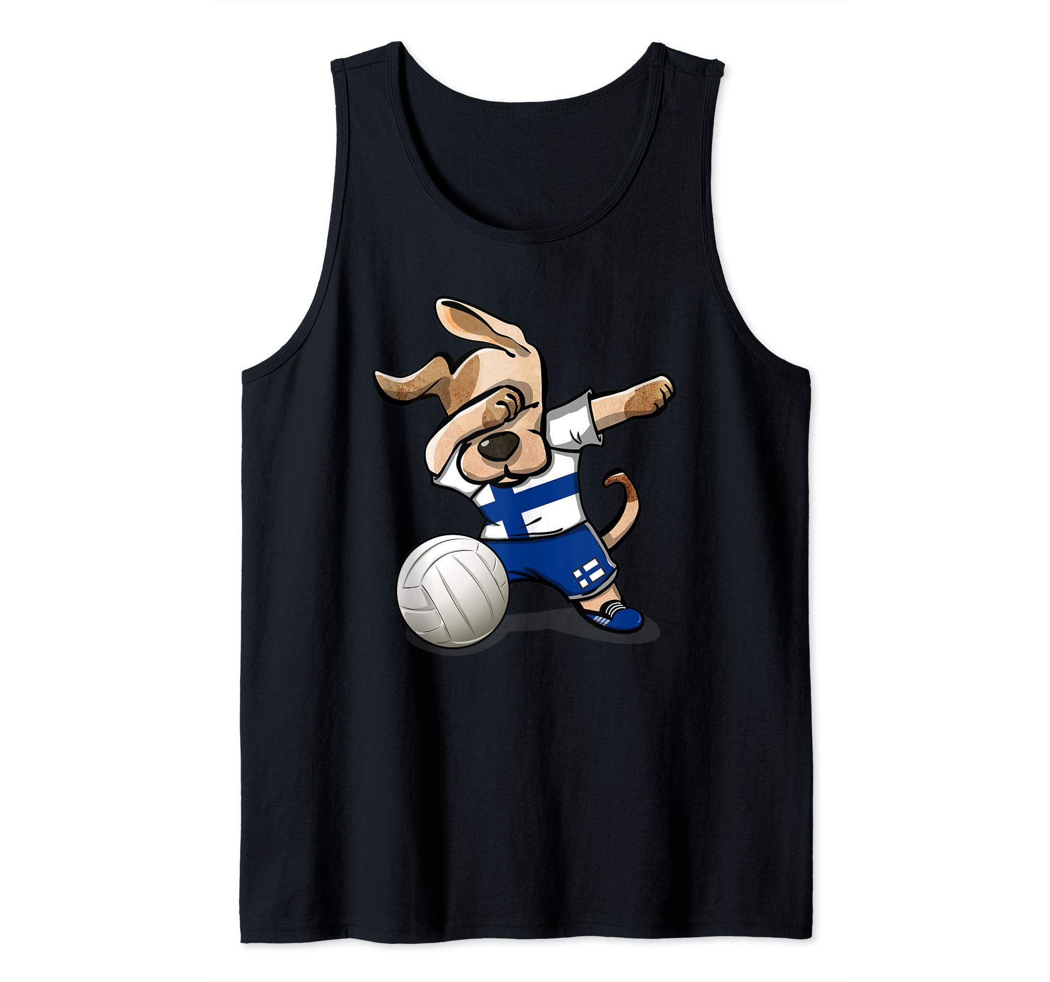 Dabbing Dog Proud Finland Volleyball Lovers Finnish Flag Tank Top