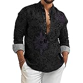 domirica Causal Summer Shirts for Men Oversized Long Sleeve Pullover Tops Western Fashion Basic Half Button 2025