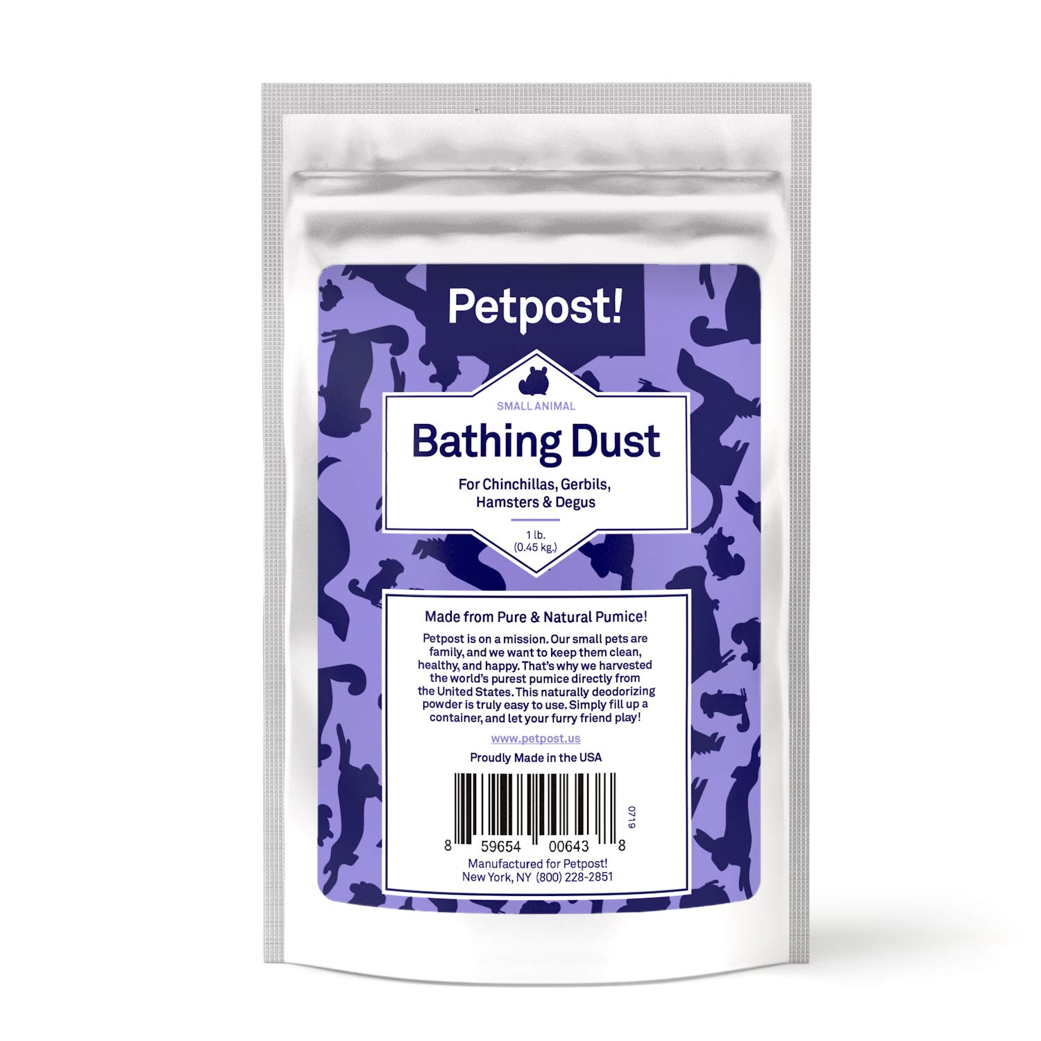 Petpost | Chinchilla Bath Dust for Small Animals - Natural, Pure Cleansing Pumice Sand for Cleaning Degus, Hamsters, & Gerbil (1 lb.)