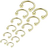 Eakxnig Septum Rings 16G Surgical Steel Snake Bite Jewelry Round Balls Horseshoe Lip Rings Smiley Piercing Jewelry for Women Men 6mm 8mm 10mm 12mm 14mm 16mm