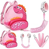 Accmor Toddler Harness Backpack with Leash, Cute Dinosaur Kid Backpacks with Anti Lost Wrist Link, Mini Child Harness Leash Walking Wristband Baby Protection Belt for Girls Aged 1-3 Years