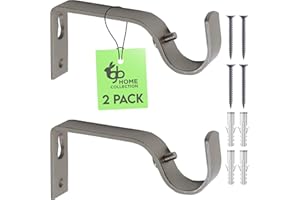 gb Home Collection Satin Curtain Rod Bracket, Set of 2, for 1" or 3/4" Rods, Curtain Rod Holders, Curtain Rod Brackets, Curtain Rod Hooks for Wall, Curtain Brackets for Curtain Rod, Curtain Rod Holder