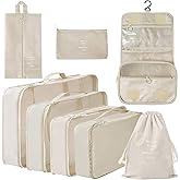 Xducom 8 Set Packing Cubes, Travel Luggage Packing Organizers (Beige)