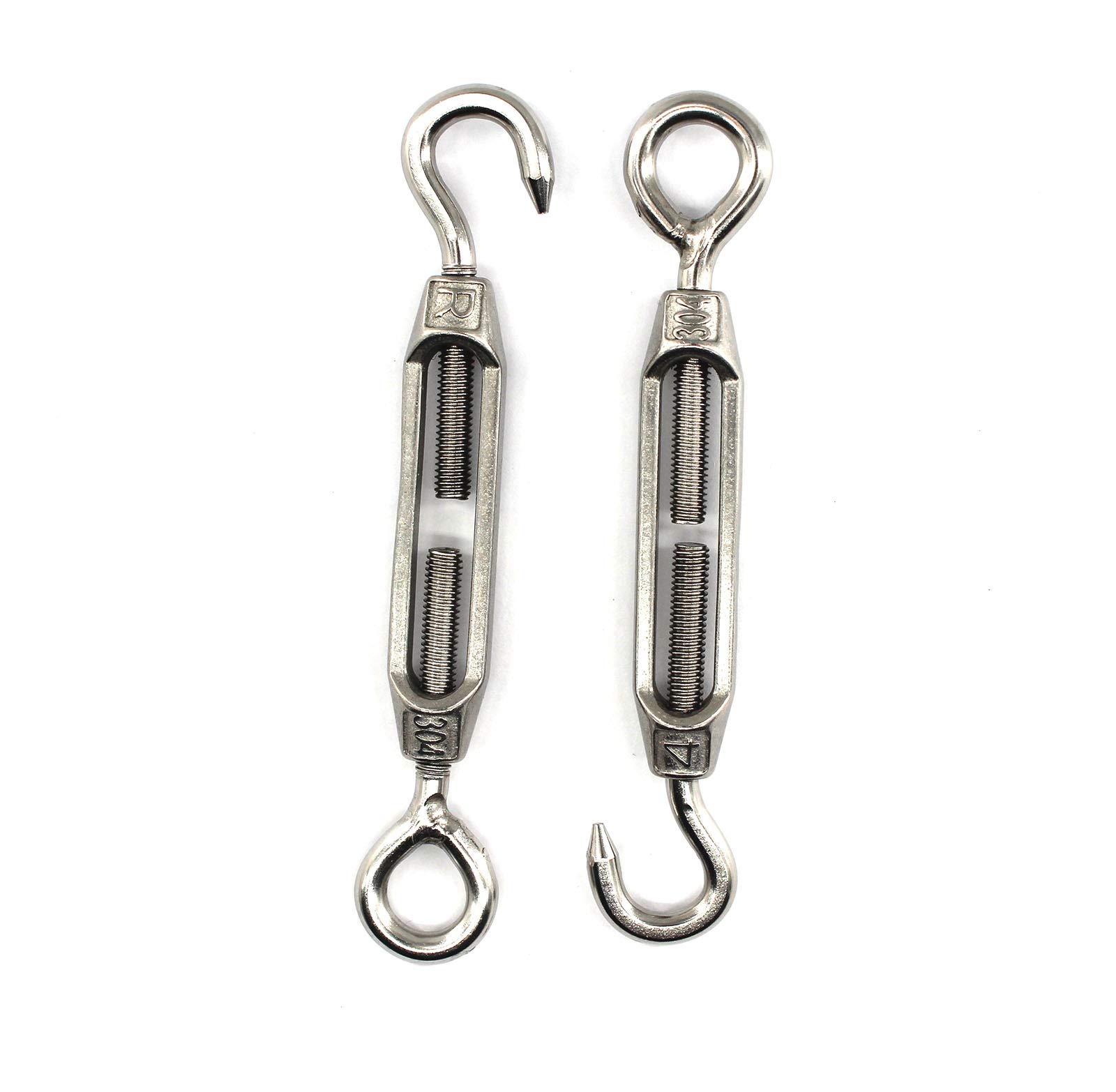 Turnbuckle wire tensioner Faspiroty M12 2 pack 304 stainless steel adjustable hook&eye set heavy duty