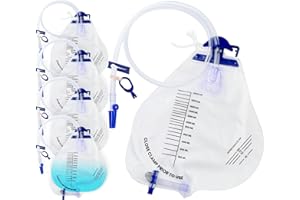 LP-SUNSHINE Catheter Drainage Bags, with Anti-Reflux Chamber Multifunctional Urine Bag, with Clips and Hanging Hookactive air Exhaust, 0.4" Diameter Catheter, 2000ml Urine Collector(5 PCS)