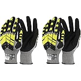 Graloky 2 Pairs Safety Work Gloves,Impact Gloves for Men Women,Cut Resistant Non-Slip Heavy Duty Gloves with Nitrile Grip,Touch Screen Glove with Impact Protection for Mechanic Construction, Large