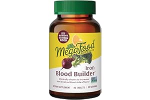 MegaFood Blood Builder Iron Supplement for Women & Men - Increase Iron Levels Without Side Effects - Combats Fatigue - with Vitamin B12, Folic Acid & Vitamin C for Absorption - Vegan - 90 Tablets