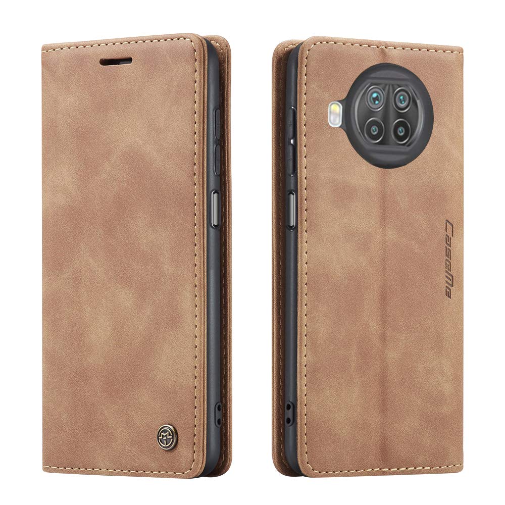 AiMok Case Compatible with Xiaomi Mi 10T Lite 5G, Wallet Flip PU Leather Case with Card Slots Soft TPU Inner Shell Cover for Xiaomi Mi 10T Lite - Brown