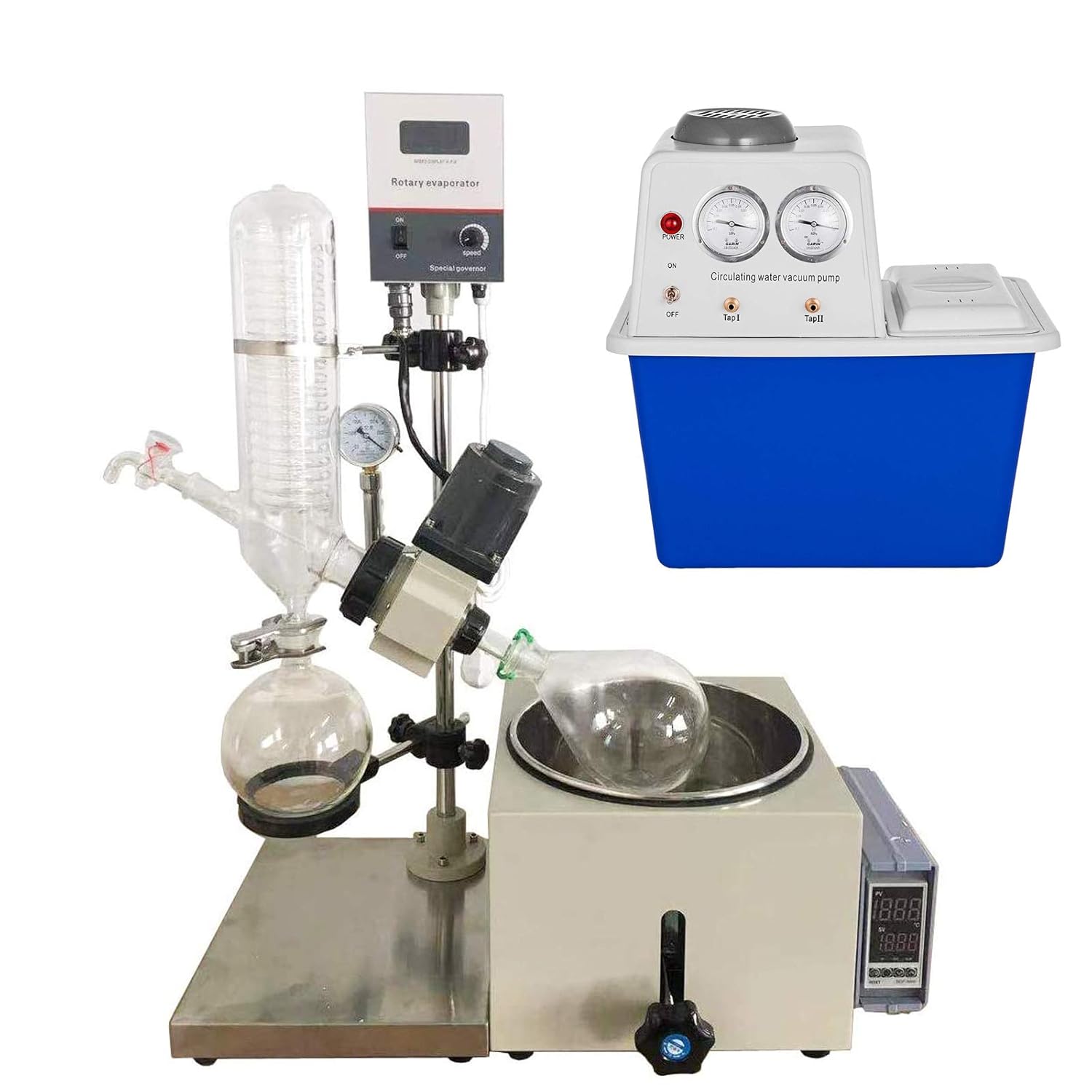 INTBUYING 2L Rotary Evaporator with Circulating Water Vacuum Pump 15L