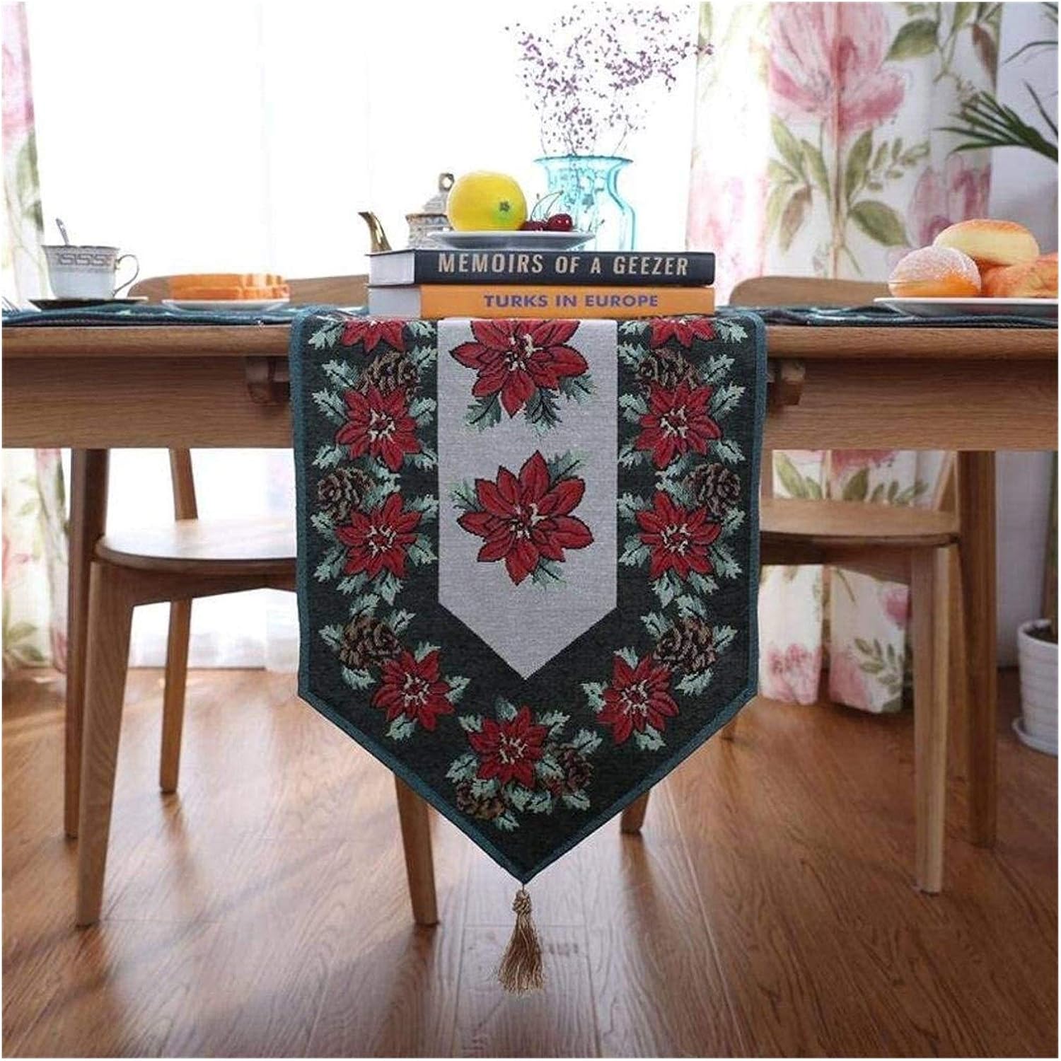 Farmhouse table runner Christmas Table Runner,red Double Sided