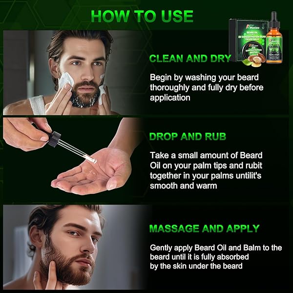 NEWBLUECARE BEARD OIL AND BEARD BALM FOR MEN – BEARD GROWTH KIT FOR BEARD SOFTEN AND MOISTURE – NATURAL & ORGANIC JOJOBA, ARGAN, SHEA BUTTER – BEARD CARE KIT FOR DAD, HUSBAND, BOYFRIEND, GREEN